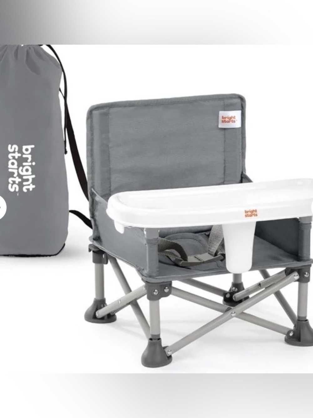 Gray Portable Booster Seat with Removable Tray